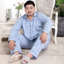 Conjunto de pijama masculino plus size, camisola macia e de manga baixa 2019 algodão, frete grátis, primavera 100% 2024 - compre barato