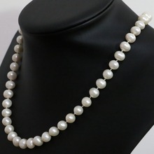 Trendy freshwater cultured white pearl approx natural round beads necklace 7-8,8-9mm elegant fine jewelry 18inch B1462 2024 - buy cheap