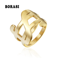 BORASI  Europe Design Gold Color Rings For Women Classic Geometric Stainless Steel Ring Wedding Jewelry Female Ring wedding gift 2024 - buy cheap