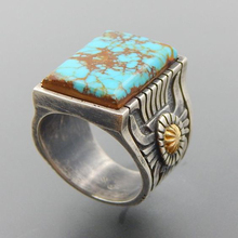 Богемное винтажное большое кольцо из натурального синего камня, турецкие кубинские резные кольца с узором на костяшки пальцев, мужские и женские кольца Z3M031 2024 - купить недорого