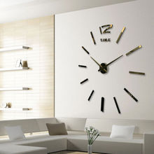 Современные большие 3D зеркальные настенные часы Наклейка для дома офиса комнаты DIY Декор 2024 - купить недорого