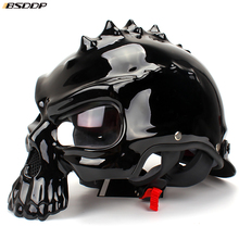 Мотоциклетный шлем Ретро шлем полулицевой шлем Летний дышащий мужской череп Capacete Casco Capacetes De Motociclista для Harley 2024 - купить недорого