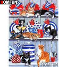 HOMFUN Full Square/Round Drill 5D DIY Diamond Painting "Oil painting cat" Embroidery Cross Stitch 5D Home Decor A09067 2024 - buy cheap