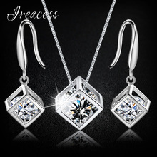 High Quality Cubic Zirconia Wedding pendant Necklace And Earrings Luxury Crystal Bridal Jewelry Sets 2024 - buy cheap