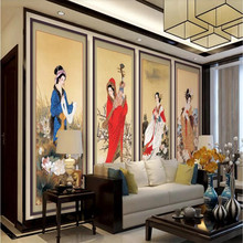 Custom wallpaper classical four beautiful Chinese style living room TV background wall picture - high quality silk cloth 2024 - buy cheap