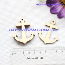 (60pcs/lot) 40mmx 50mm Blank Natural Anchor Wood Necklace Cutout Crafts tags 2"-CT1127 2024 - buy cheap