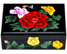 NEW Chinese handmade classic wooden lacquer & peony  jewelry box 2 layers 2024 - buy cheap