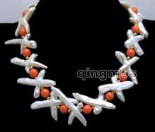 Big 30*60mm White Cross  Natural FW Nuclear Pearl and 9-10mm Pink Coral 17'' Necklace-nec6371 2024 - buy cheap