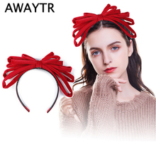 AWAYTR New Velvet Bezel Hairband for Women Fashion Rich Velvet Large Bow Headband With Teeth Girls Hair Accessories Headwear 2024 - buy cheap