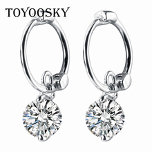 Small 925 Sterling Silver Hanging Ear Buckle Earrings For Women CZ Charm Sterling-silver-jewelry Small Studs Jewelry TOYOOSKY 2024 - buy cheap