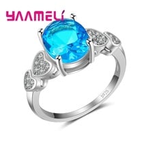 luxurious Blue Ring Genuine 925 Sterling Silver Cocktail Party Rings Stone Women Female Size 6-9 Free Gift Package 2024 - buy cheap