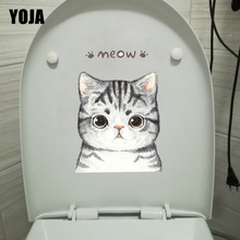 YOJA 15.5*21.9CM "MEOW" Lovely Cat Bathroom Toilet Sticker Decor Home Room Decal T1-0078 2024 - buy cheap