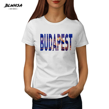 BLWHSA Budapest Printed T Shirt Women Hungary City Kiev Fashion 100% Cotton Funny T-Shirts Summer Female T-Shirt Clothing 2024 - buy cheap
