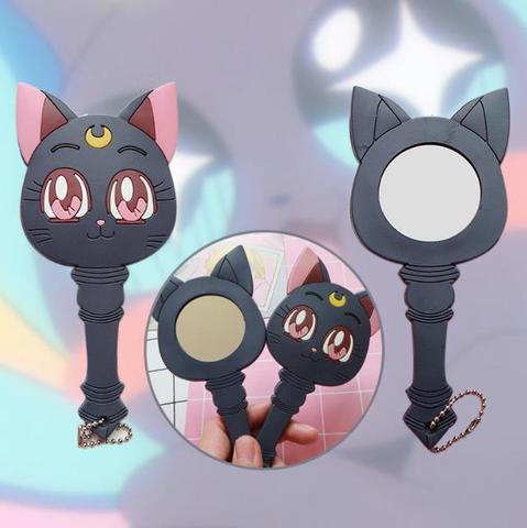 Anime Sailor Moon Luna Purple Cat Make Up Mirror Handle Portable Cosplay Gift Black Cat Keyring Keychain Buy Cheap In An Online Store With Delivery Price Comparison Specifications Photos And Customer