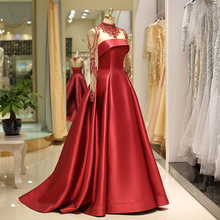 2019 vestidos longos do baile de formatura alta pescoço frisado a linha estilo vestidos de baile baratos ilusão mangas compridas formal vestidos de noche largo 2024 - compre barato