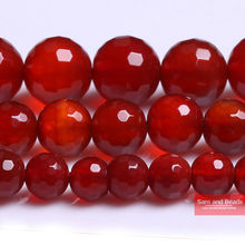 Cuentas sueltas de hilo rojo facetado, hilo de 16 ", 6, 8, 10, 12MM, tamaño a elegir para la fabricación de joyas, FRAB01 2024 - compra barato
