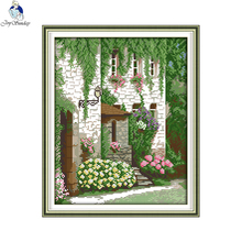 Joy Sunday Front Door Scenery Counted Cross Stitch DMC 11CT 14CT Cross-Stitch Handmade Embroidery Home Decor Factory Wholesale 2024 - buy cheap