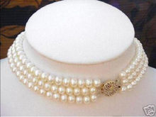 women good 3 ROW 7-8mm natural Akoya white Pearl Necklace 17'-19'' 2024 - buy cheap