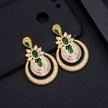 janeklly trendy Geometric drop dangle Earrings For Women Accessories Full Cubic Zirconia Earrings Jewelry pendientes mujer moda 2024 - buy cheap