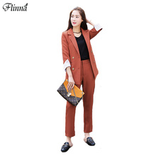 Summer Autumn Orange Black Suit Female 2 Pieces Set Office Lady for Women's Suit Loose Blazer Pants Suits High Quality 2024 - buy cheap