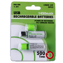 10 штук в наборе USB AA Батарея никель-металл-гидридного 1,2 V 1450 мА/ч, многократного цикла глубокого заряда-разряда Перезаряжаемые Батарея с Светодиодный индикатор с длительным сроком службы 2024 - купить недорого