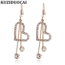 Kuziduocai 2018 ¡Nuevo! Pendientes de gota con borlas y corazón de amor para mujer, joyería fina de cobre con diamantes de imitación, circón, regalos, E-721 2024 - compra barato
