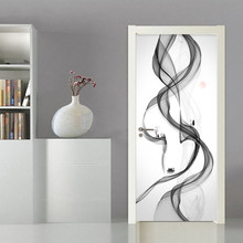 Criativo arte abstrata porta adesivo 3d smog papel de parede sala de estar quarto decoração da casa decalques de parede pvc auto-adesivo adesivos 2024 - compre barato