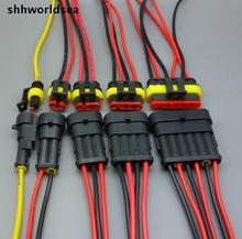 shhworldsea 100 sets Car Auto 1 2 3 4  5 6 P Pin Way auto connector HID socket with cable  Sealed Waterproof Wire Connector 2024 - buy cheap