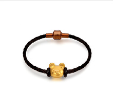 New DIY Pure 999 24k Yellow Gold 3D bear String Bracelet 1.03g 2024 - buy cheap