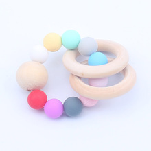 Wooden Baby Bracelet Silicone Jewelry Teething For Baby Organic Wood Ring Baby Teethers Stroller Accessories Toys 2024 - buy cheap
