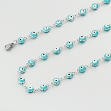 Enamel Round Evil Eye Stainless Steel Link Chain Necklace Turkish Jewelry Fashion for Lucky Women Girl Necklaces Gift FN24 2024 - buy cheap