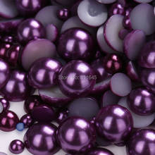 Free Shipping 2-10mm Mixed Size Half pearl Deep Purple Craft ABS Imitation Pearls Resin Flatback Scrapbook Beads Decorate Diy 2024 - buy cheap