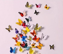 76 шт.-3D Трехмерные настенные наклейки «сделай сам», наклейки на стену в виде бабочки, свадебные занавески, наклейки на окно, дисплей, украшение для дома 2024 - купить недорого