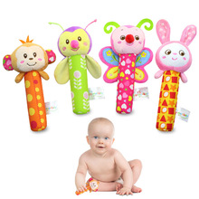 Детская плюшевая игрушка для новорожденных, погремушка для рук, мобильный Биби-Стик, мягкая обезьяна/Пчела/бабочка/кролик, кукла, детские игрушки NSV775 2024 - купить недорого