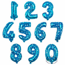16 дюймов Количество фольга воздушные шары дети день рождения баннер свадьба синий цифра украшения гелиевые шары классические игрушки 2024 - купить недорого