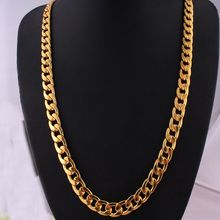 Hip Hop Men Necklace Chains Fashion Solid Gold Color Filled Cuban Long Necklace DIY Chain Charm Unisex Jewelry 2024 - buy cheap