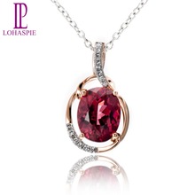 LP Diamond-joyería de piedras preciosas naturales de 2.29ct, granate rodolita sólido de 18K 750, colgante de oro rosa, joyería fina para regalo de mujer 2024 - compra barato
