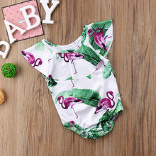 Summer new cute Hot Toddler Baby Girls Flamingo  leaf printed One-Piece Suits Swimwear lovely Swimsuit Bikini Bathing Suit 2024 - buy cheap