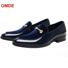 OMDE Patent Leather Loafers Fashion Patchwork Slip On Men Dress Shoes Casual Driving Shoes Men's Party And Wedding Shoes 2024 - buy cheap