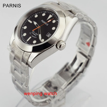 Parnis 40 мм часы сапфир сталь черный циферблат автоматические часы для мужчин с заводом при ходьбе WW2559 2024 - купить недорого
