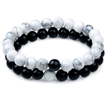 2 unids/set distancia pulsera clásico blanco y negro con piedra Natural pulsera para cuando las mujeres amantes de la joyería 2024 - compra barato