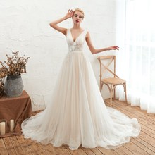 Vestido de novia de encaje con apliques y cuello en V, bohemio, para boda, africano, cuentas de cintura, envío gratis 2024 - compra barato