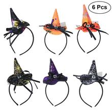 6 piezas niños niñas sombrero de bruja diadema Halloween Headdress Headwear Hairband del aro 2024 - compra barato