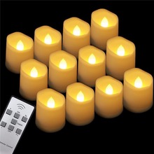 Kaarsen-mando a distancia y temporizador, candelabro de vela de plástico, blanco cálido, sin parpadeo, batería superlarga, 6 o 12 piezas 2024 - compra barato