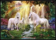 Embroidery Counted Cross Stitch Kits Needlework - Crafts 14 ct DMC Color DIY Arts Handmade Decor - Unicorns at Waterfall 2024 - buy cheap