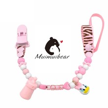 New baby pacifier clip soother chain holder dummy clip hand made with colourful beads customized with baby name 2024 - buy cheap