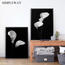 Flower Black White Poster Nordic Style Wall Art Print Canvas Painting Decorative Picture Modern Scandinavian Home Decoration 2024 - buy cheap