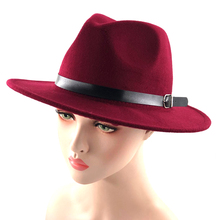 simple Fedora Hat for Women Men Ladies Wool Winter Belt Jazz Wide Brim Large Pink Cowboy Panama Hat 2024 - buy cheap