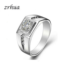 ZRHUA High Quality 925 Sterling Silver Created Finger Rings for Men Women Vintage Jewelry Couple Stylish Wedding Gifts 2024 - buy cheap