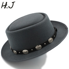 Sombrero plano de Pie de cerdo para hombre y mujer, sombrero Fedora de lana para papá, caballero, jugador, Boater, Trilby, tamaño 58CM 2024 - compra barato